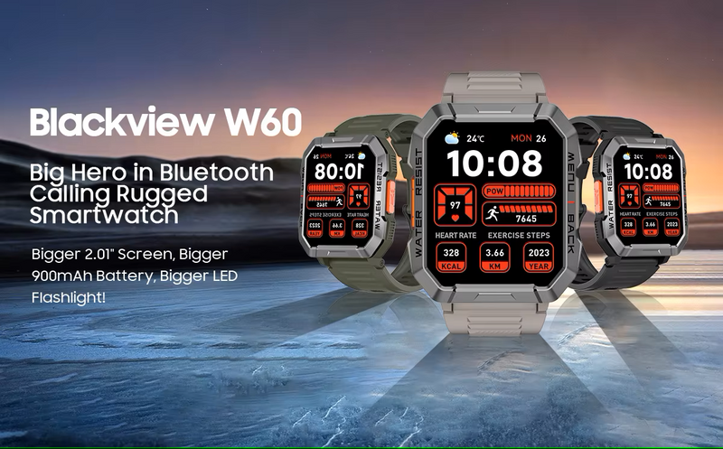 Blackview W60 Outdoor Pro – Smartwatch with Emergency Light & Bluetooth Calls