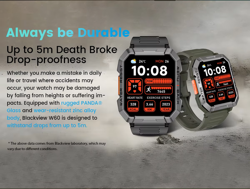 Blackview W60 Outdoor Pro – Smartwatch with Emergency Light & Bluetooth Calls