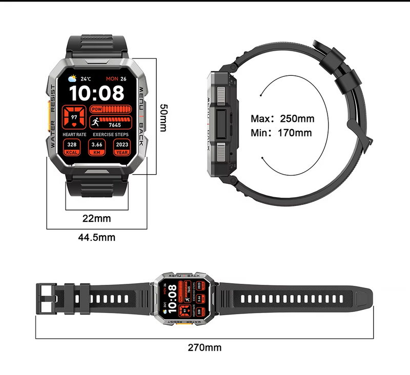 Blackview W60 Outdoor Pro – Smartwatch with Emergency Light & Bluetooth Calls