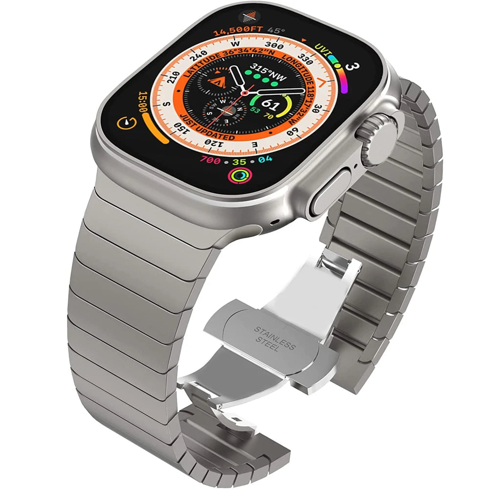 Titanium Strap For Apple watch Band 40 46 42 44 45 49mm Stainless Steel Wristband Strap For iWatch Series 10/9/8/7/6/5/4 Ultra