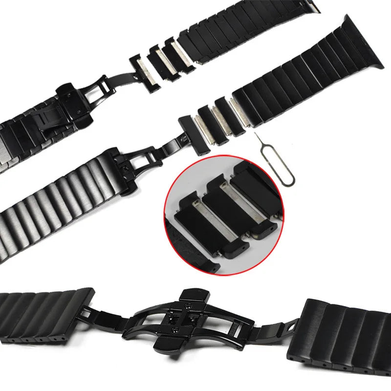 Titanium Strap For Apple watch Band 40 46 42 44 45 49mm Stainless Steel Wristband Strap For iWatch Series 10/9/8/7/6/5/4 Ultra